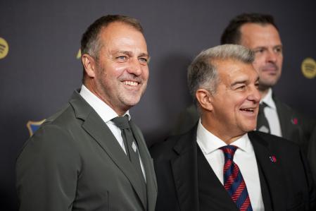Hansi Flick con Joan Laporta en la gala del 125 aniversario del FC Barcelona, en el Liceu, Barcelona 29 de Noviembre de 2024.