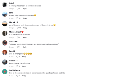 Comentarios en Tik Tok