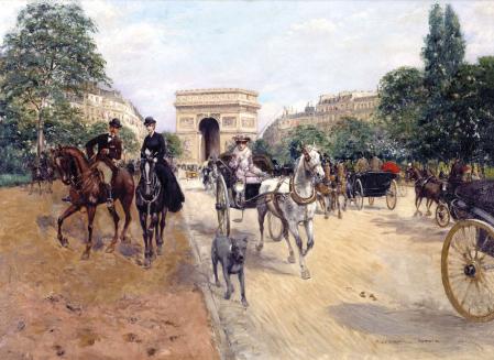 ‘Jinetes y coches de caballos, Avenue du Bois’. Georges Stein, c. 1900. Musée Carnavalet, París