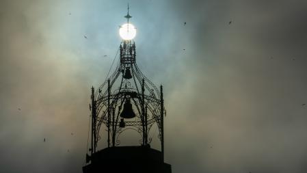 El sol del campanario, en Manlleu.
