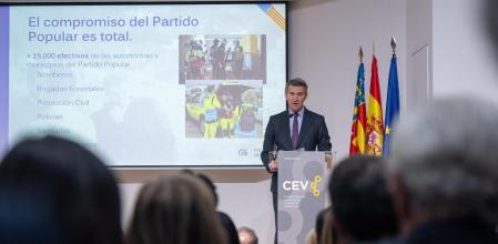 Alberto Núñez Feijóo, durante su intervención de este lunes ante los empresarios valencianos