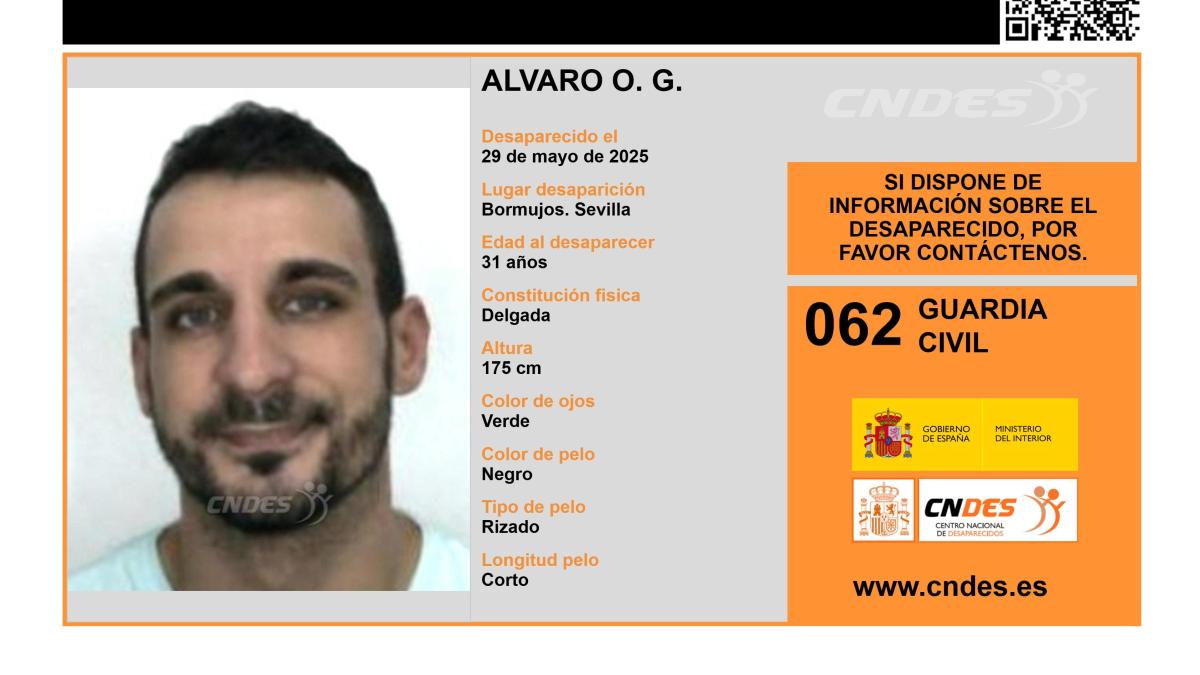 Activan una alerta para encontrar a Álvaro O. G., un hombre de 31 años desaparecido en Sevilla
