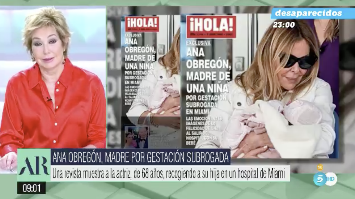 Ana Rosa Quintana defiende a Ana Obregón tras ser madre por gestación subrogada: “Todos lo entendemos”