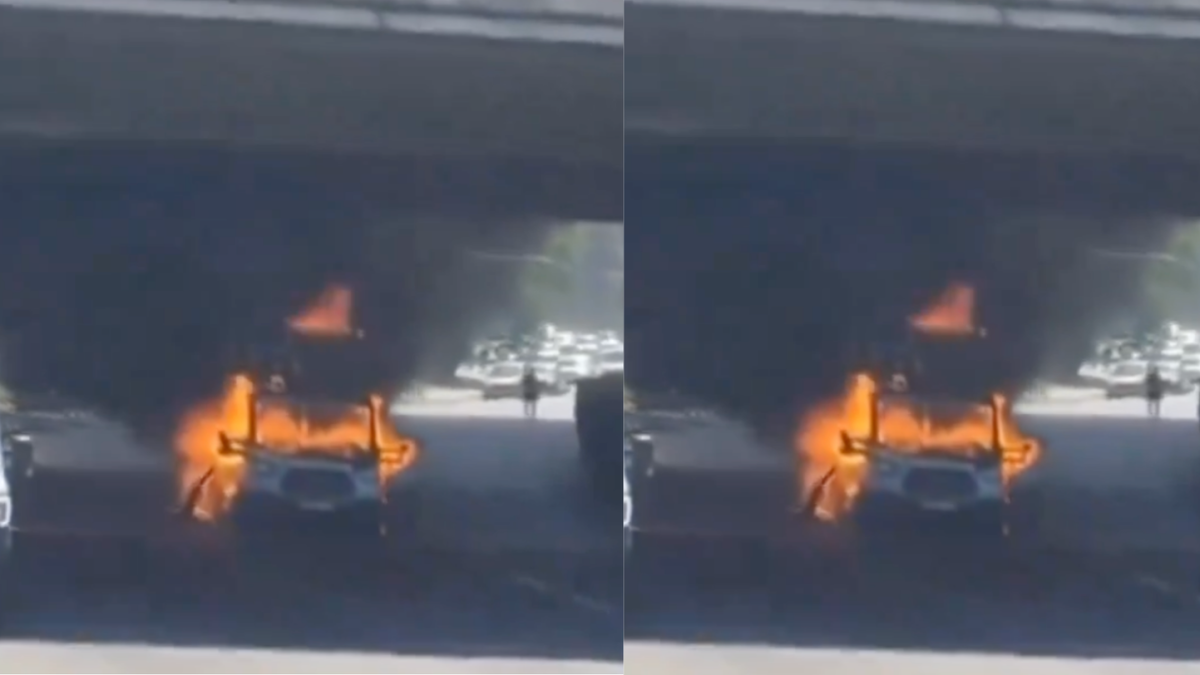 Un camión en llamas y sin conductor circula varios metros por la M-11